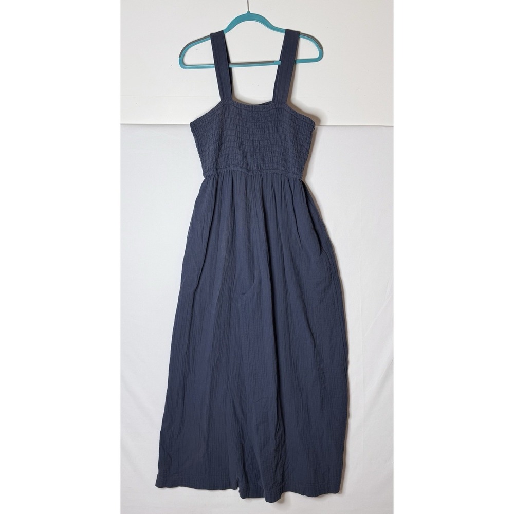 Quince 100% Organic Cotton Gauze Smocked Wide Leg Jumpsuit Sz M Pocket READ FLAW - Picture 3 of 14